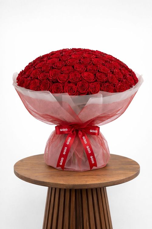Valentines Day 100 Premium Red Roses Bouquet