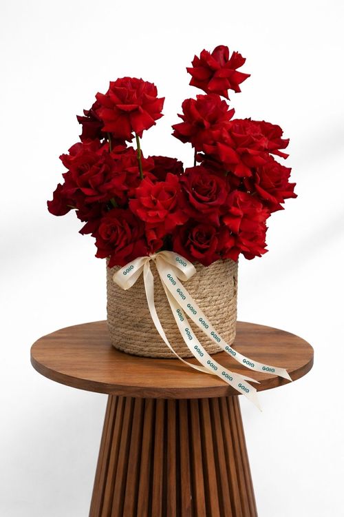 Red Roses Basket Valentines Day