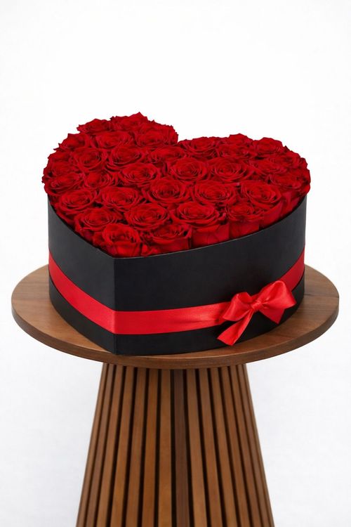 Valentines Day Red Roses Heart Box