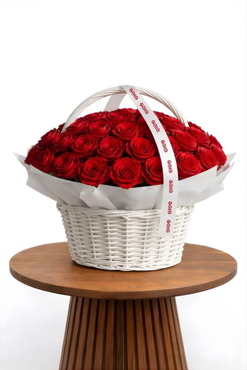 Valentines Day Red Roses Basket
