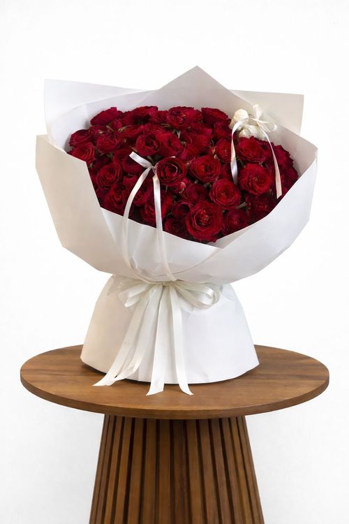 Modern Valentines Day Red Roses Bouquet